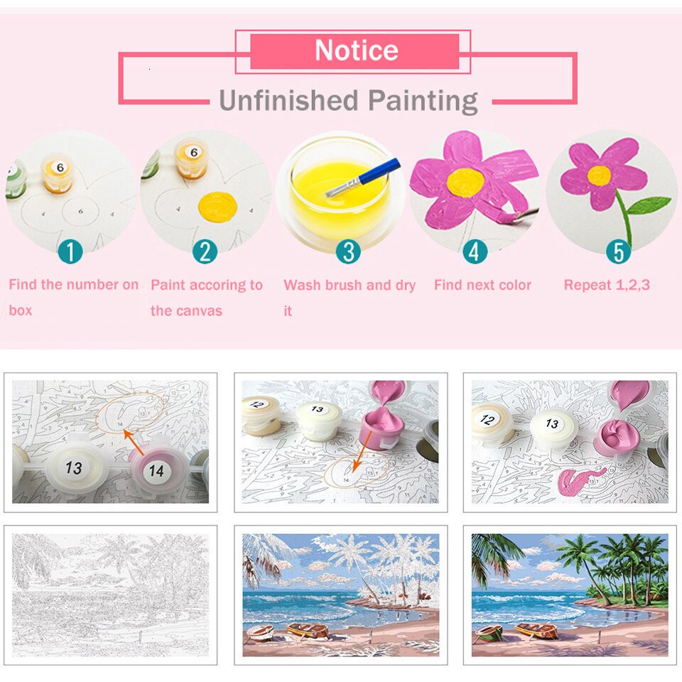 HUACAN Picture By Numbers Landscape Painting Kits Drawing Canvas HandPainted Summer Home Decoration Art