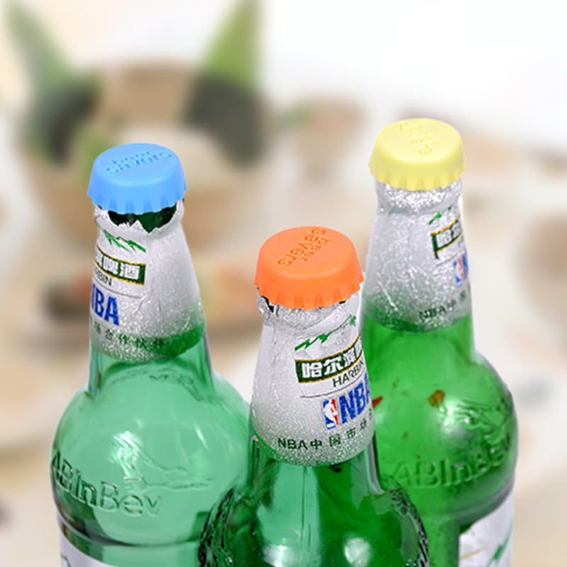 6 Pcs/set Silicone Beer Bottle Cap Reuse Practical Colorful Wine Beer Beverage Bottle Sealer Stopper Cover