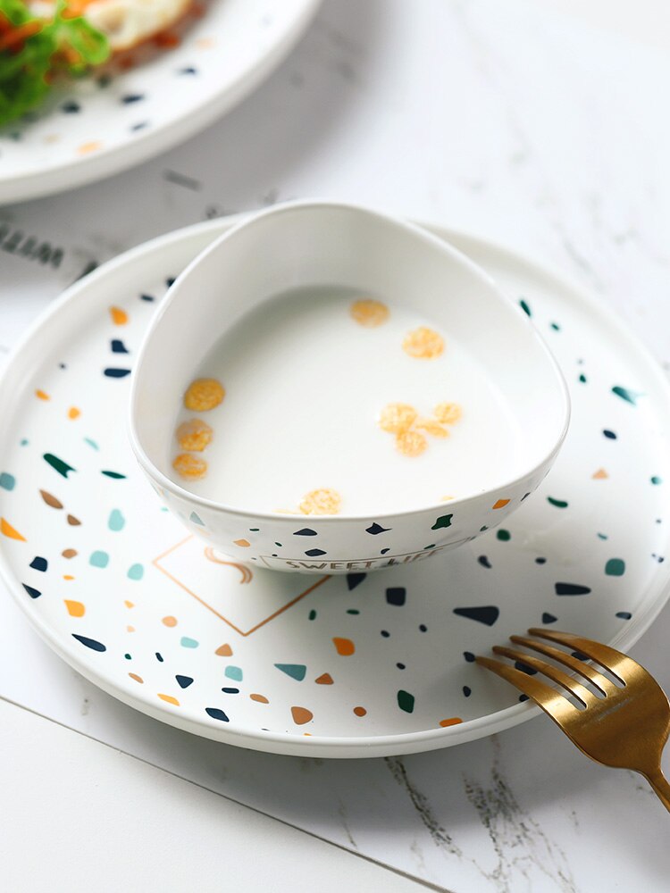 Luxury Serving Plates Set Kids Kitchen Modern Dinnerware Plate Sets Hospitality White Talerze Obiadowe Plates Dinner Serving