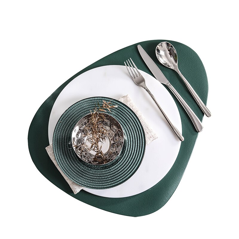 Modern Sales Office Cafe Restaurant Western Tableware Set Glass Plate Dinner Plate Round White Marble Tray Dining Table Ornament