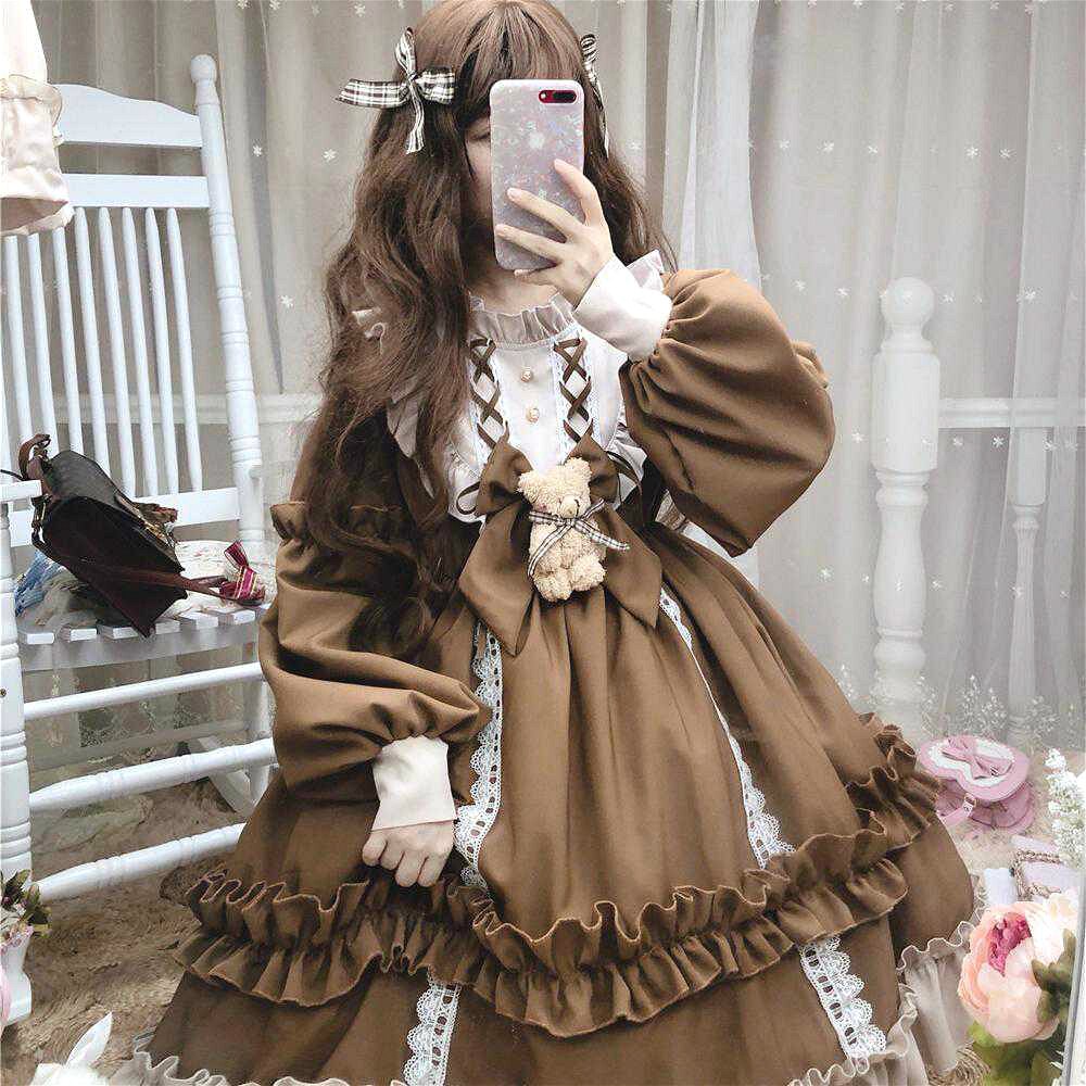 Vestido de Anime japonés Lolita de manga larga, prenda Kawaii, Lolita, Lolita, victoriana, Cosplay, Lolitas