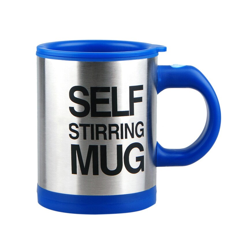 400ML Edelstahl Selbst Rühren Becher Mischen Kaffee Tee Tasse Automatische Elektrische Faul Kaffee Milch Mischen Auto Rühren Becher mit Deckel: Blau