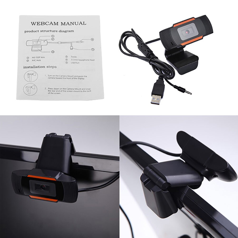 720/1080P Webcam USB Video Recording Built-in Mic Camera for Laptop Desktop PC