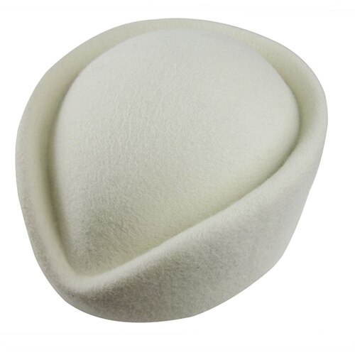 Pastillero de lana para mujer, sombrero fascinador, sombrero de azafata, sombrero de etiqueta, Gorra de fieltro lisa, boina para mujer, sombrero Formal para mujer A040: Ivory