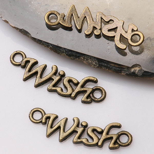 40 stks antiqued bronskleur woord "wens" charms voor jewerly maken EF3428