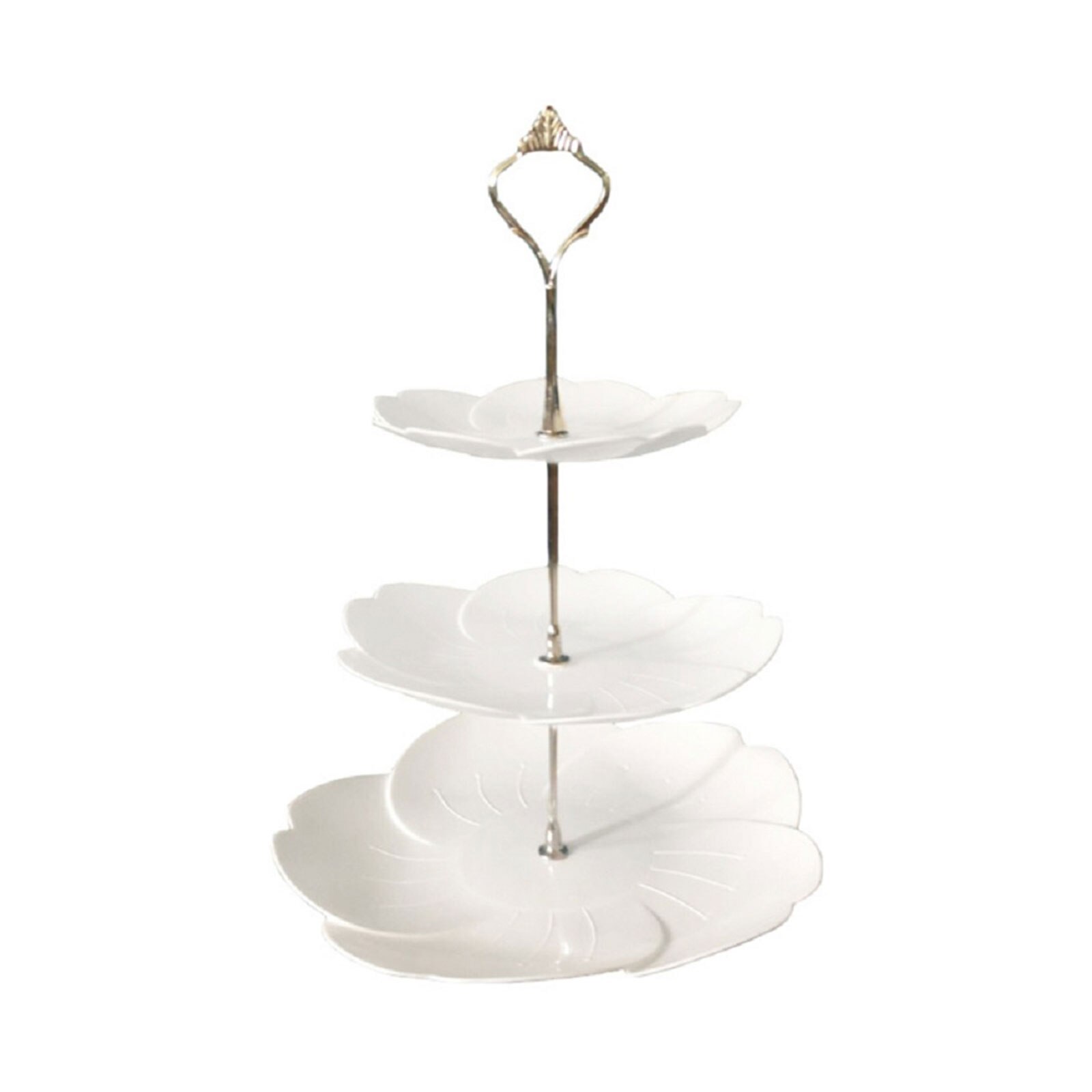 Three Layers Cake Stand Fashionable Living Room Dessert Fruit Birthday Party Wedding Snack Cupcake Plate: Blossom Silver Rod