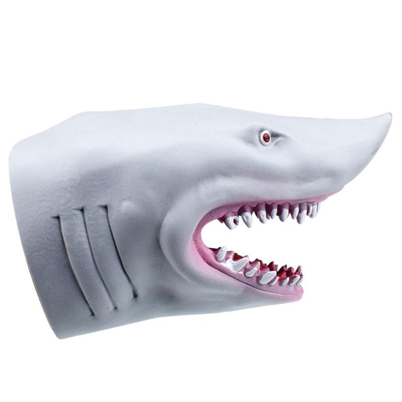 de modelismo tiburón de mano marionetas de guantes vinilo PVC suave Animal figura cabeza vívidamente los niños de juguete