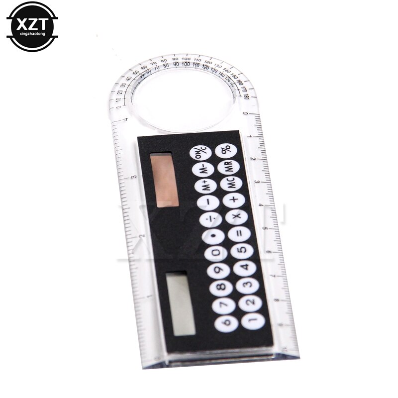 mini linijka 10cm kalkulator na baterię słoneczną 8 cyfr lupa wielofunkcyjny kątomierz Calculadora artykuły biurowe szkoła papiernicze
