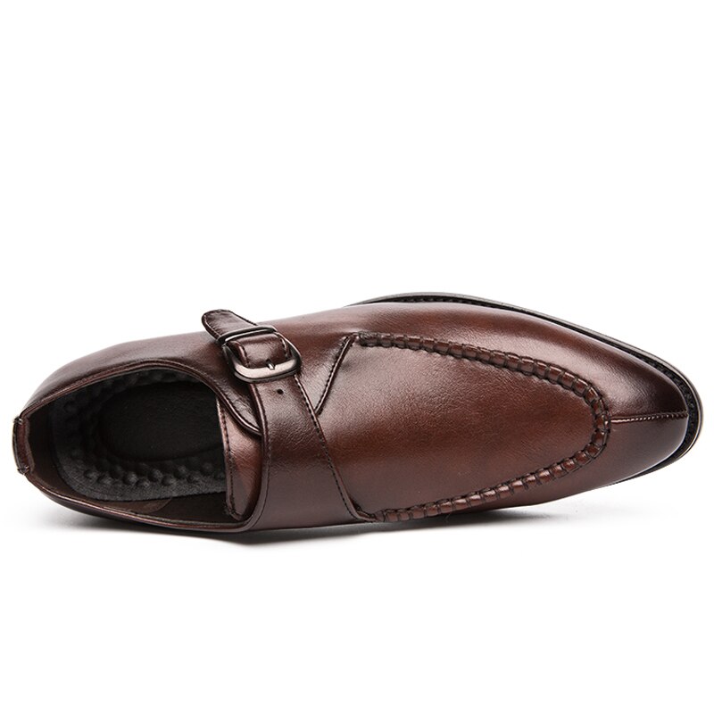 Tosjc män spännen klänning loafers man spetsiga tå oxfords handgjorda munkband skor andas slip-on formella skor affärsskor