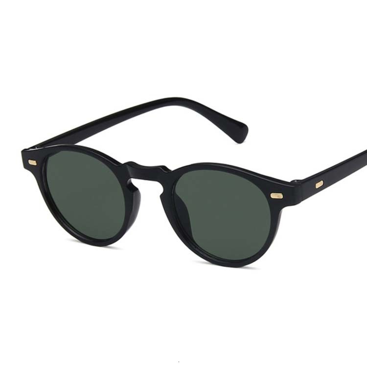 Runde solbriller trendy kvinder mærke solbriller kvindelige vintage briller  uv400 mandlige kørsel oculos de sol feminino: Sort  g15