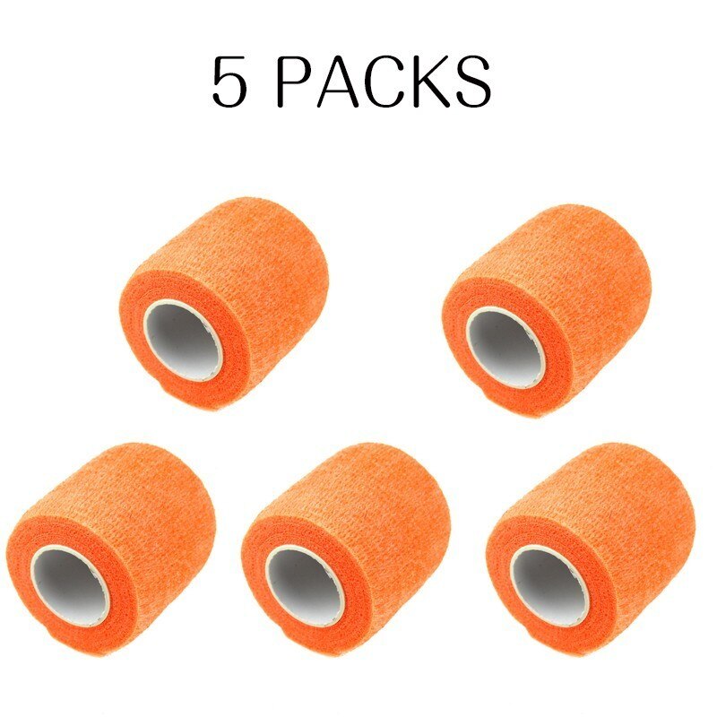 5 stk/parti sportssikkerhed selvklæbende elastisk bandage non-woven stof tape beskyttelsesudstyr knæ albue støtte støtte 5*450cm: Orange