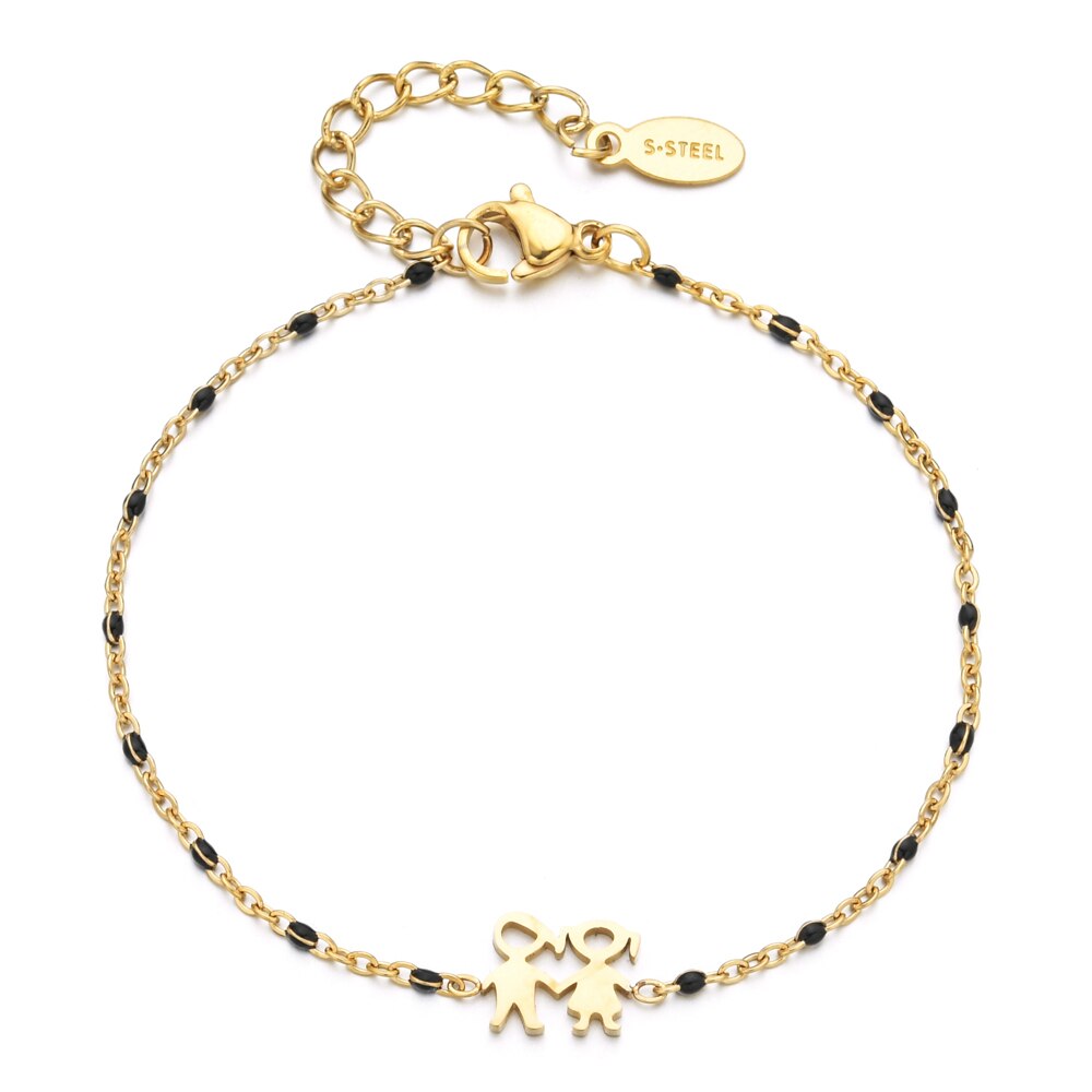 Zmzy boy girl friend armband roestvrij staal armbanden voor vrouwen gouden ketting verstelbare armbanden sieraden: Zwart geweer verguld