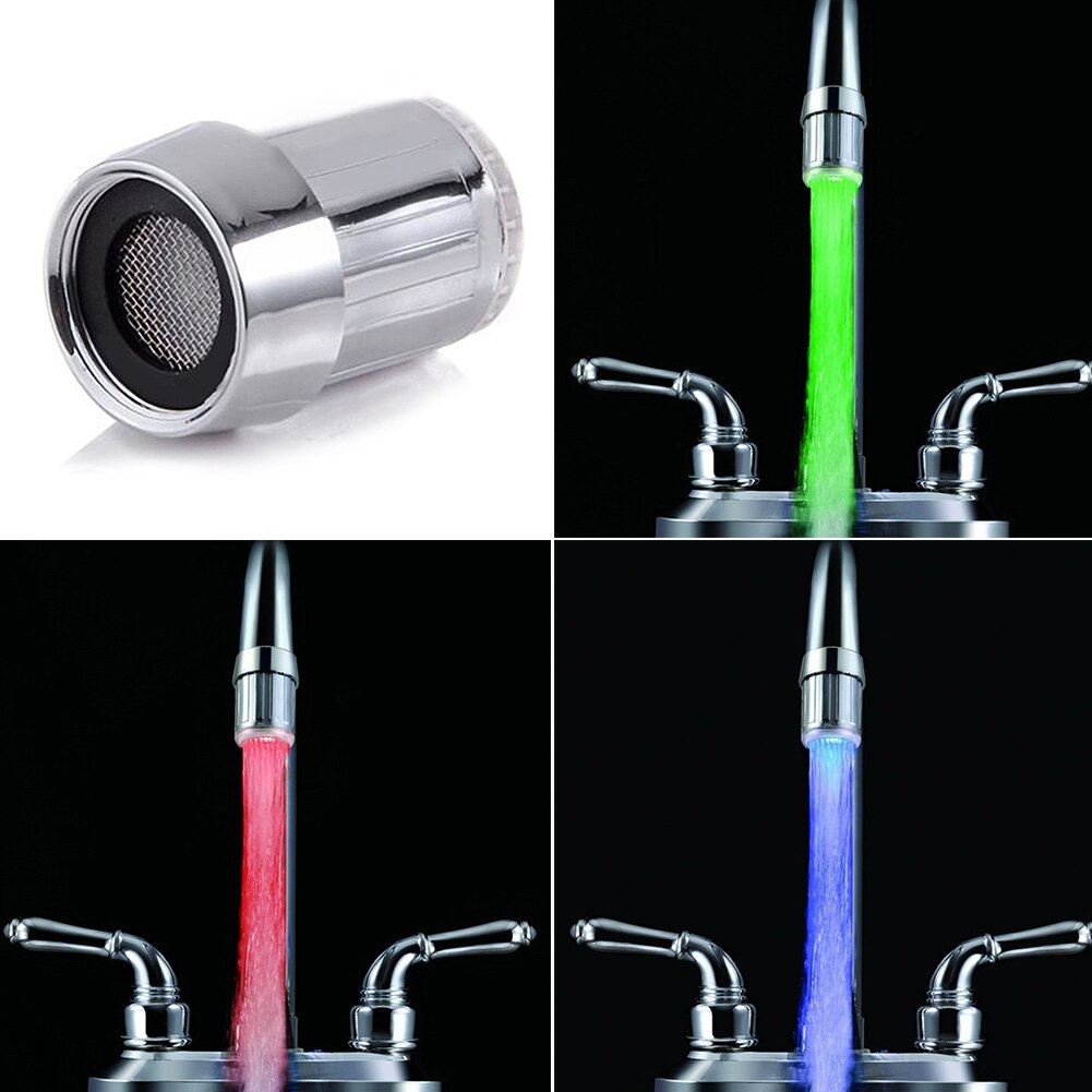 LED Luminous Light-up Water Faucet Shower Tap Basin Water Nozzle Bathroom Kitchen Heater Faucets Thermostat