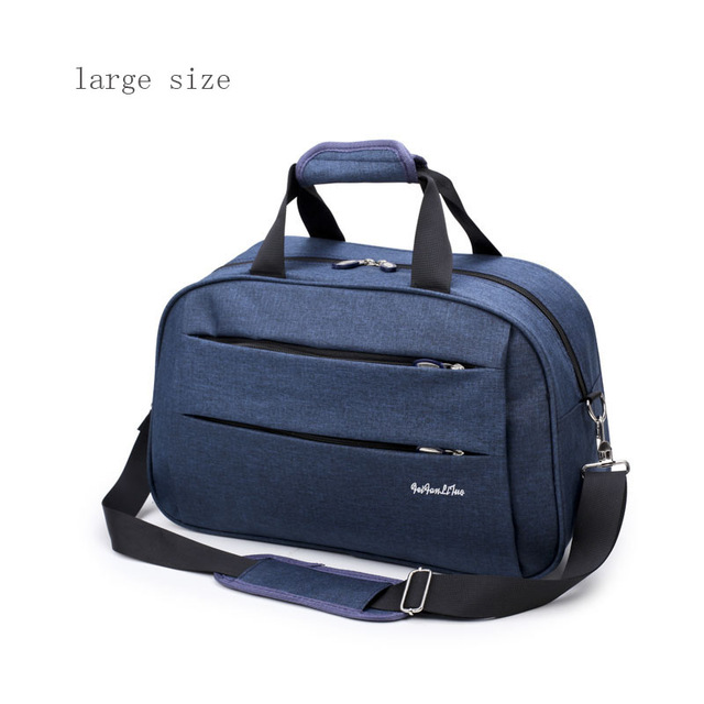 Bolsas de viaje para equipaje, lona impermeable para hombres y mujeres, bolso grande con ruedas, bolso de hombro para hombre, bolso de lona negro gris azul, equipaje de cabina para llevar: blue L