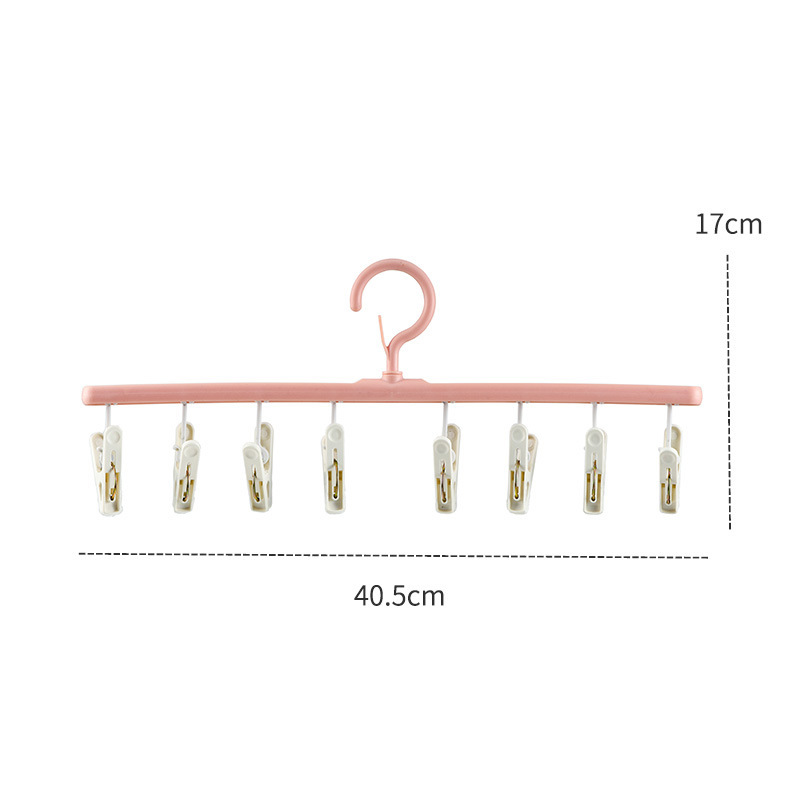 8Pegs Plastic Clothes Drying Hanger Windproof Clothing Rack 8 Clips Sock Laundry Airer Hanger Underwear Socks Holder: Pink