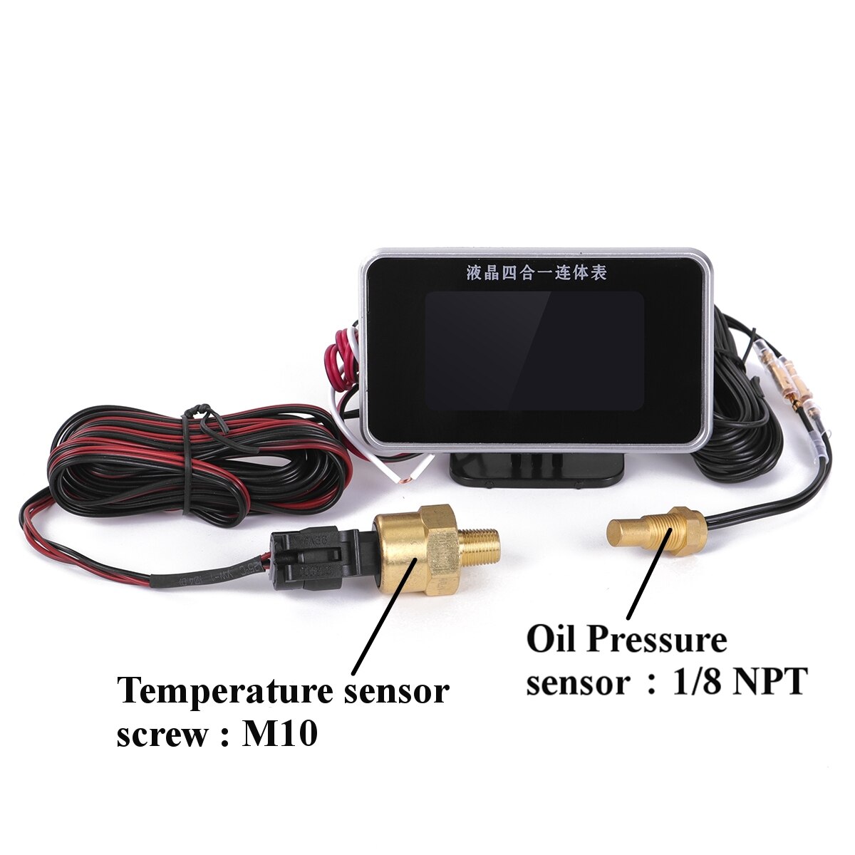 12V24V 4in1 LCD Car Digital Gauge Oil Voltage Pressure Fuel Water Temp Meter M10 Auto Replacement Parts