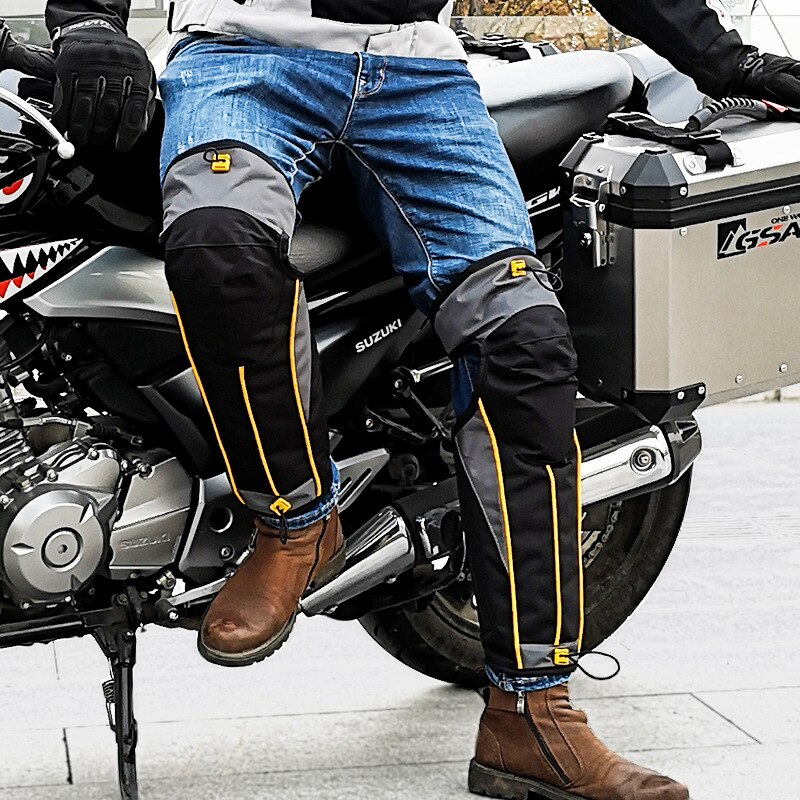 Genouillères de moto chaudes d&#39;hiver, jambières coupe-vent, épais, Plus velours, protection Anti-chute intégrée