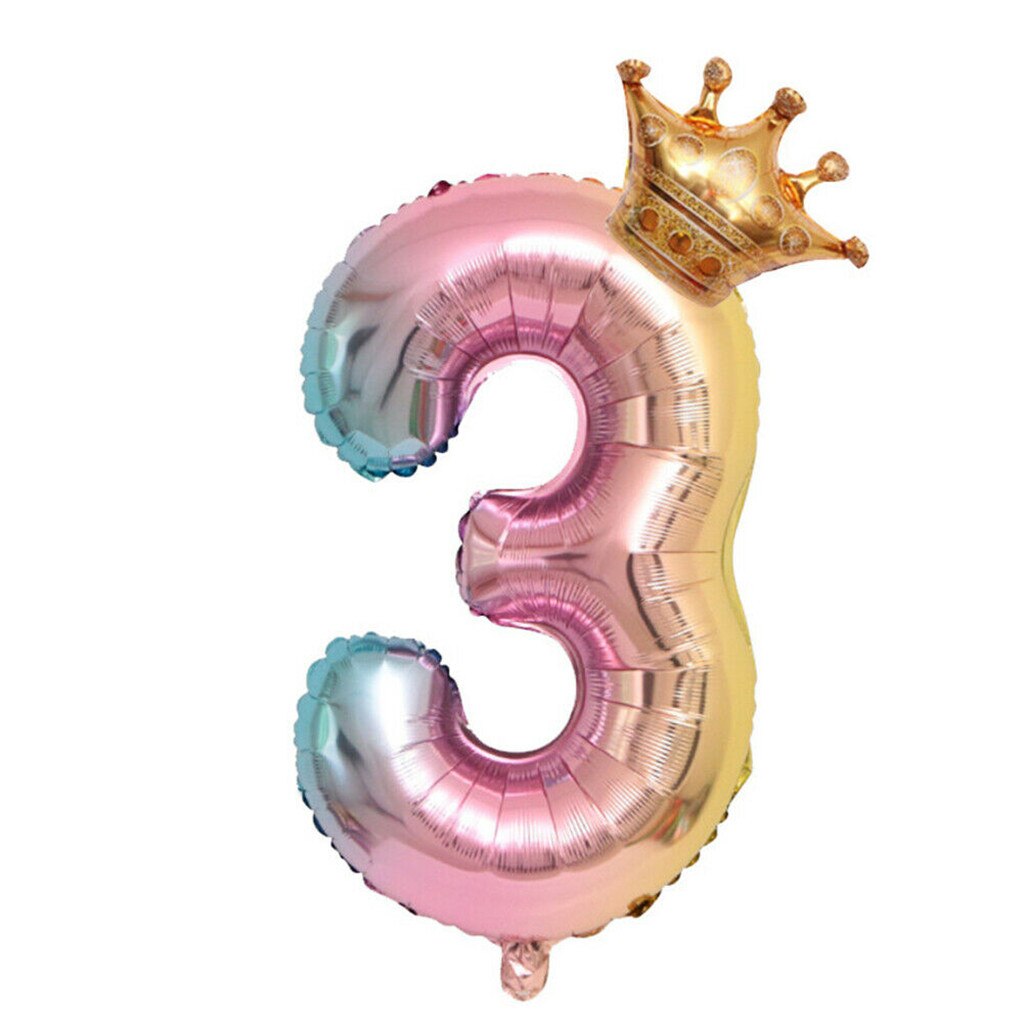 Crown Number Foil Balloons Number Ballon Happy Birthday Party Decoration 32 Inch Party Decorations Adult Wedding Kids Toy: D