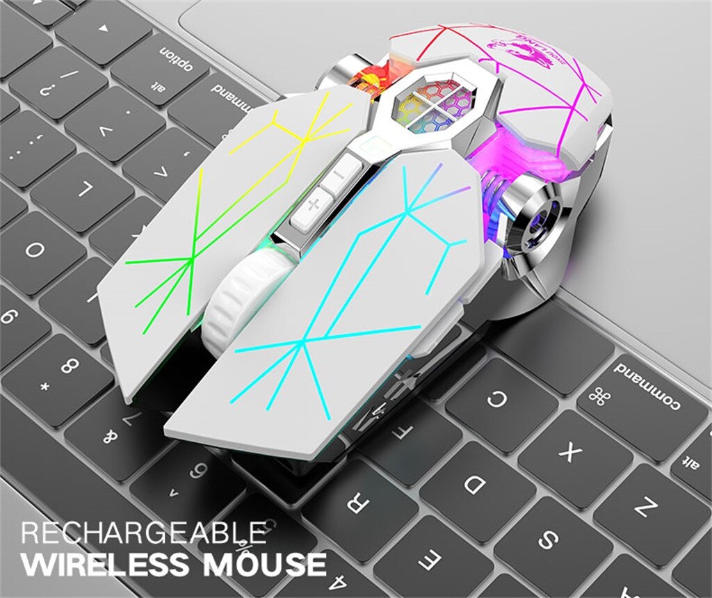 Wireless Rechargeable Game Mouse Mute Liquid-cooled Shining Mechanical Mice Mouse 2.4GHz Ergonomic Mice For Laptop PC Mouse#T2