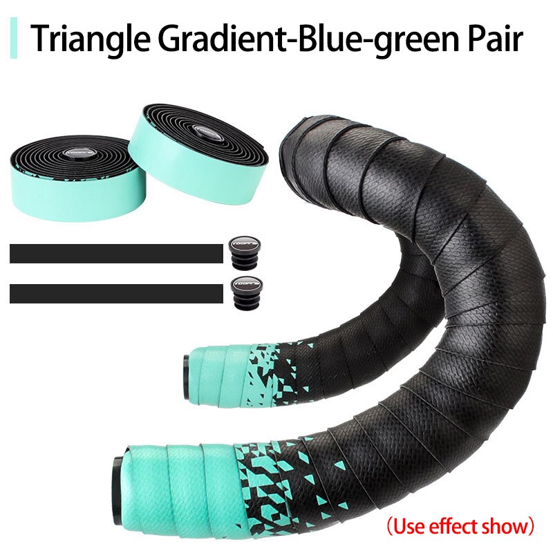 Stuurlint Racefiets Grip Eva Pu Bar Tape Professionele Fietsen Demping Anti-Vibratie Wrap Met 2 Bar Plug fiets Accessoires: Blue Green Fade