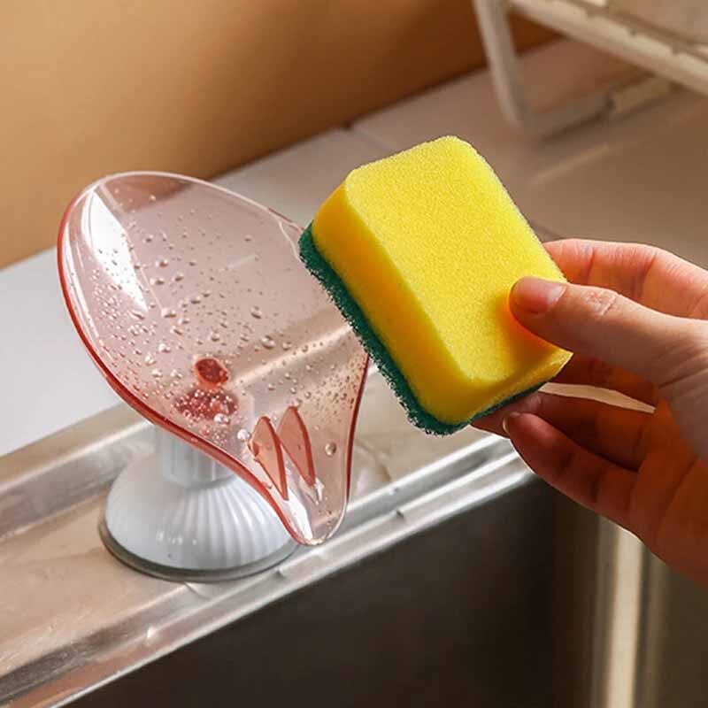 Kształt liścia mydelniczka mydelniczka gąbka spustowy pudełko mydło robić kąpieli pojemnik na gąbkę uchwyt płyta kuchnia łazienka zaopatrzenie domu