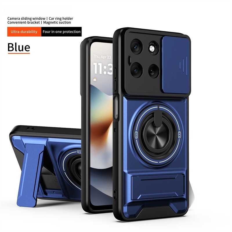 Rüstung Auto Magnetische Ring Fall Für Motorola Moto G56 G86 G35 G55 G34 G54 G64 G84 G13 G23 G53 Objektiv Schützen Abdeckung Ständer Halter Funda: Blau / Motorola moto g84