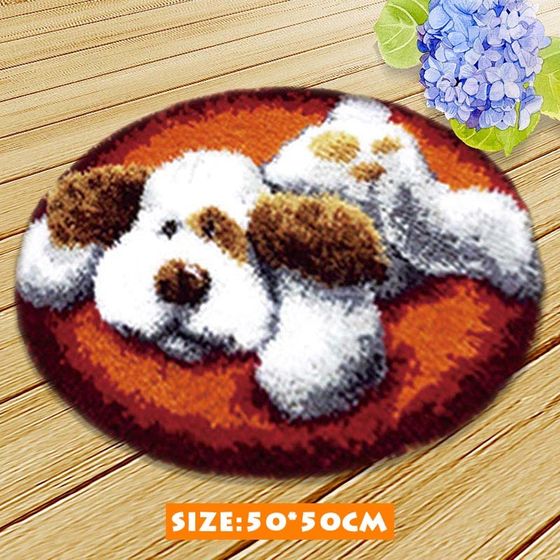 Knooppakket Klink Haak Kleed Bloemen Kits Diy Handwerken Mat Borduurwerk 3D Kat Hond Klink Haak Kussen Bloem Kit Almofadas Smyrna: ZD007