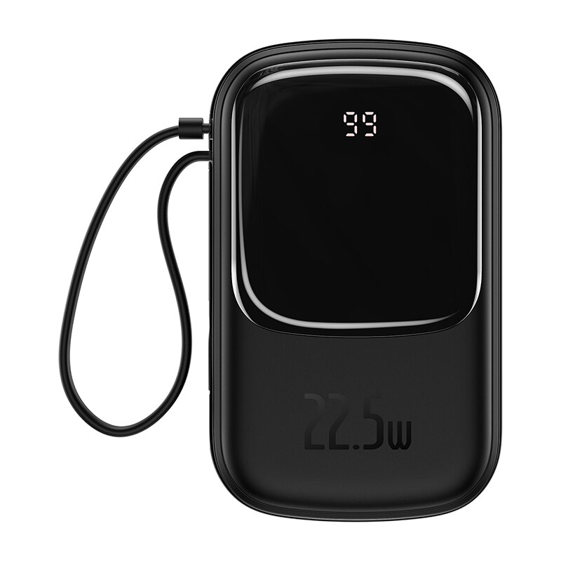 Baseus power bank 20000mah pd carregamento rápido powerbank embutido cabos carregador portátil bateria externa para o telefone: Black Power Bank