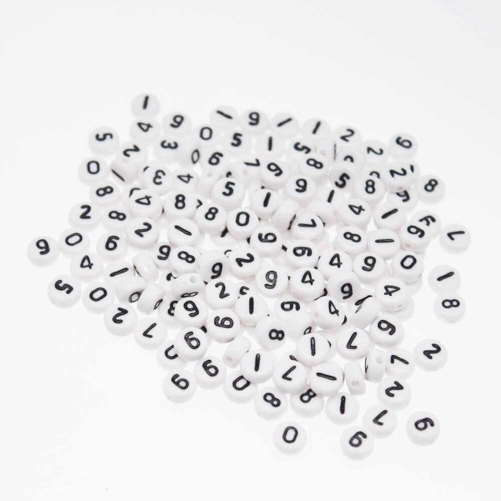 CHONGAI 200Pcs Acrylic Numbers Spacer Beads For Jewelry Making 7mm Multiple Colors To Choose