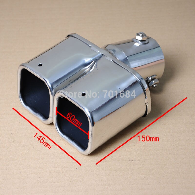 For Car Square Dual Slant Exhaust Muffler Tail Pipe Tip Silencer Inlet 46 - 62mm [QP1047]