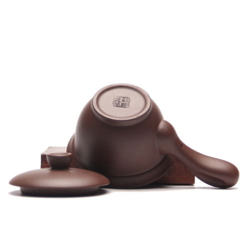 China Yixing Zisha Clay Brown Side Handle Gaiwan Shaped Teapot with Filter 150ml