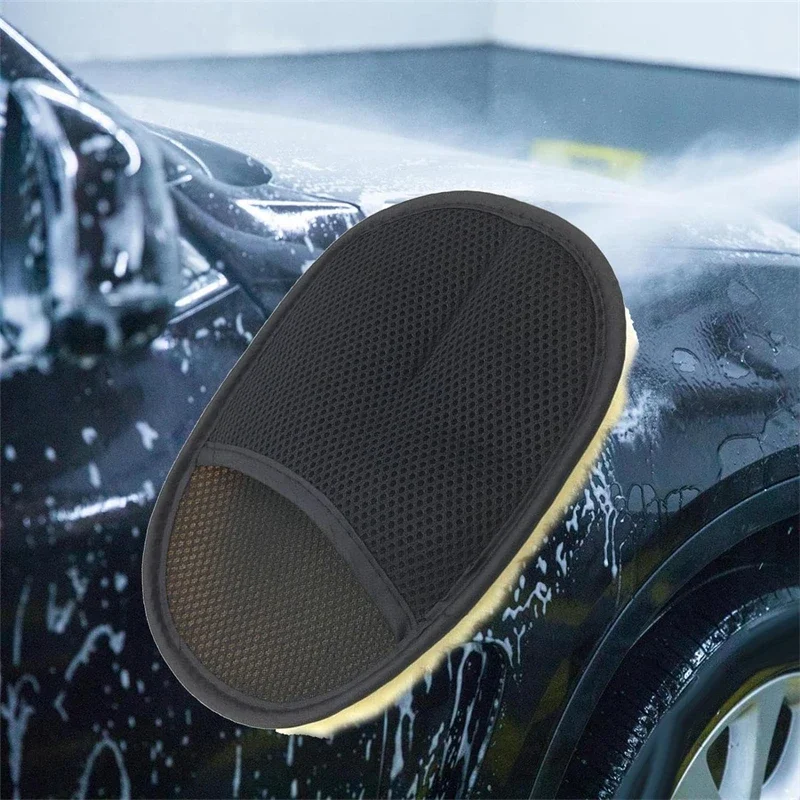 Guante de esponja para limpieza de coche, manopla de lavado para pulir el coche, guantes de microfibra para limpieza de hogares de cocina automotriz, lana, 1/10 Uds.: Descolorido