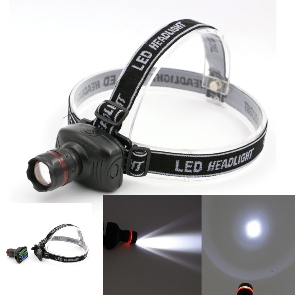 LED Head Light Black PVC 3 Modes Mini Bike Head Light LED koplamp Led Zaklamp Zaklampen Door 3 * AAA