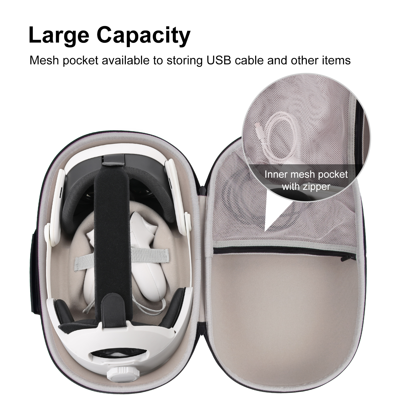 Estuche de almacenamiento duro EVA, caja de transporte de viaje para Meta Quest 3 Elite Strap VR, bolsas con cremallera para gafas, accesorios para Meta Quest 3 VR