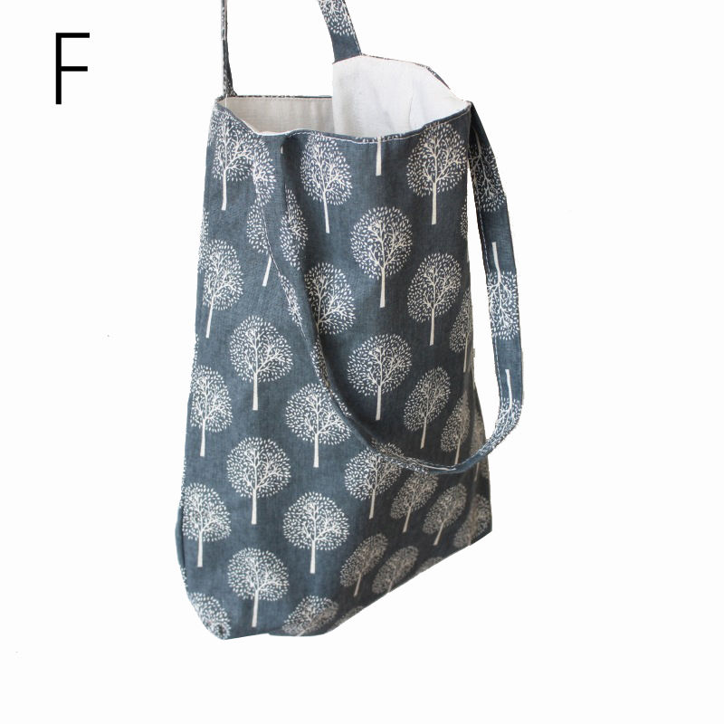 Eco Handtas Herbruikbare Boodschappentas Opvouwbare Strandtas Dagelijks Gebruik Schoudertas Bloem Print Casual Canvas Tote Satchel: F