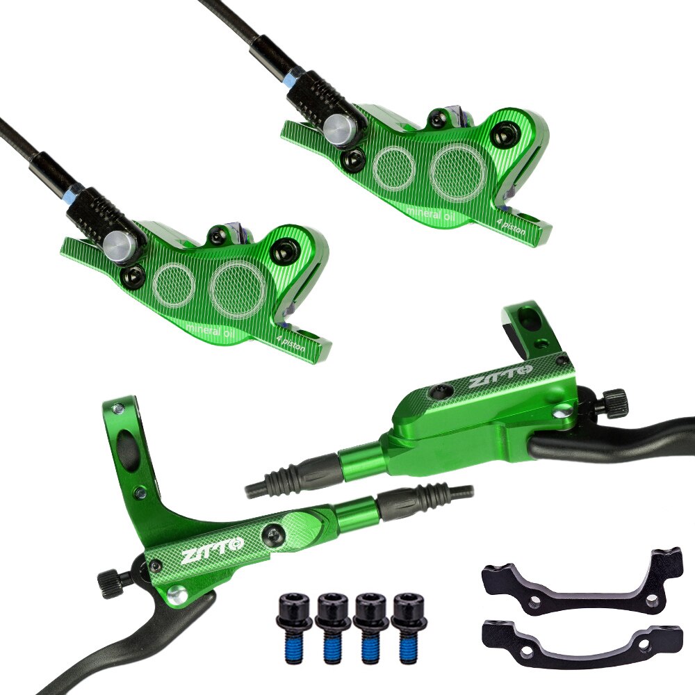 Ztto Mtb 4 Zuiger Fiets Hydraulische Schijfrem M840 Met Cooling Pads Olie Druk Racefiets Rotor Remklauwen Is Pm mount: Pair Green-Metal
