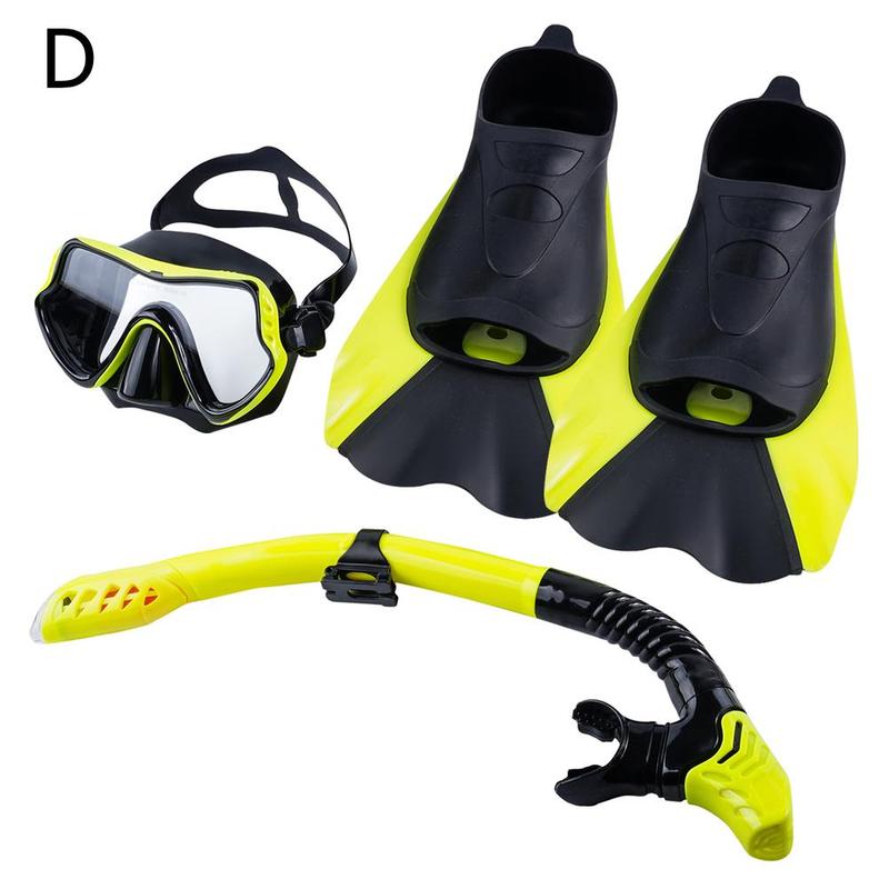 Snorkeling Set Silicone Swim Goggles Scuba Diving Mask Dry Snorkel Swim Fins buceo маска для плавания очки для плавания: D