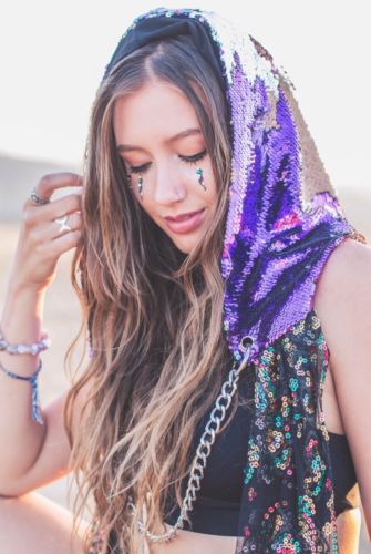 Kvinner havfrue paljetter lue hette skinnende klubbfest halloween hofte-hopp lue caps