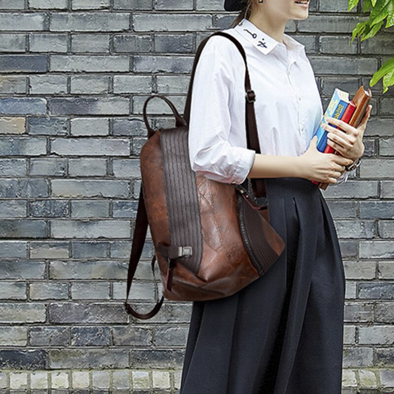 Rygsæk kvinder rygsæk rejser multifunktionel kvindelig rygsæk pu læder taske anti-tyveri rygsæk rygsæk
