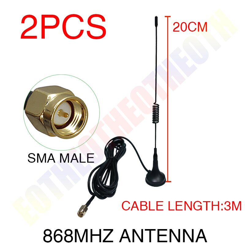 868Mhz Antenna 900 - 1800 Mhz GSM 3G 5dbi SMA Male IOT 300cm Cable 868 mhz 915 mhz antena Sucker Antenne base magnetic antennas: 2pcs 20cm