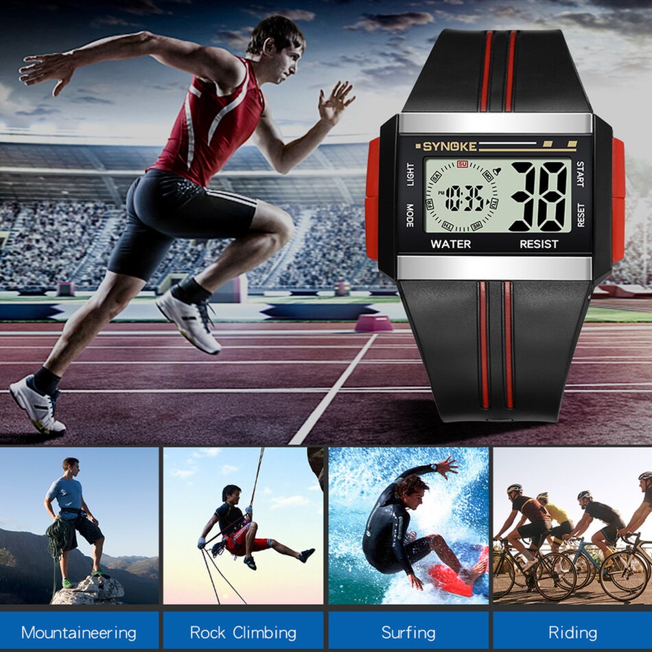 Synoke Outdoor Sport Horloges Mens Relogio Masculino Led Digitale Horloges Waterdicht Klok Mannen Mannelijke Multifunctionele Horloge