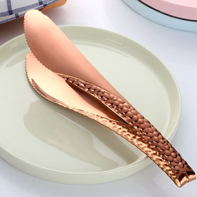 Gold Bread Clip Rose Golden Food Tongs Black Barbecue Buffet Salad Steak Clever Tong Bar Serving Clamp Kitchen Accessories 20cm: Rose gold Tong