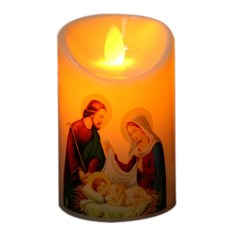 Jesus Christus Kerzen Lampe LED Teelicht Romantische Säule Licht Kreative Flammenlose Elektronische Kerze Batterie Betrieben QX2E