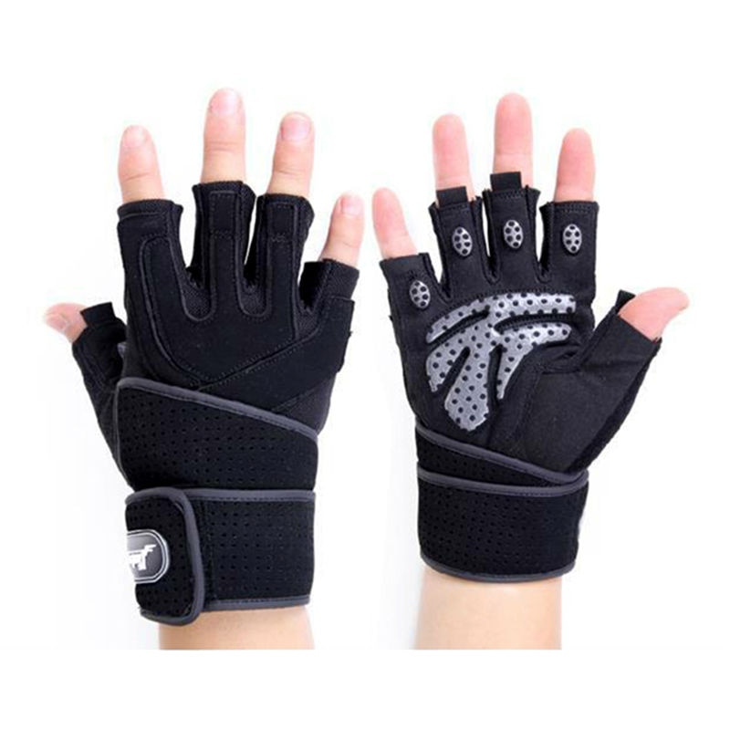 XINLUYING Gym Crossfit luva Fitness Gloves Long Wrist Belt Body Building powerlifting equipment Gloves Barbell Dumbbell pull