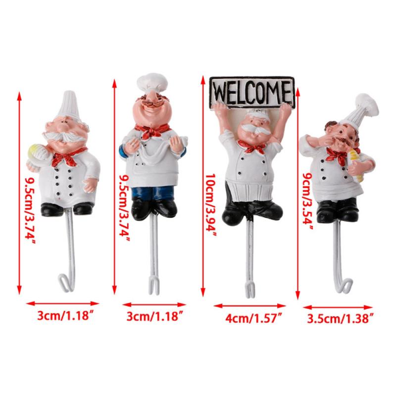 Rvs Haak Cartoon Koken Chef Leuke Haak Keuken Badkamer Handdoek Muur Haak Decoratie Plakken Opbergrek