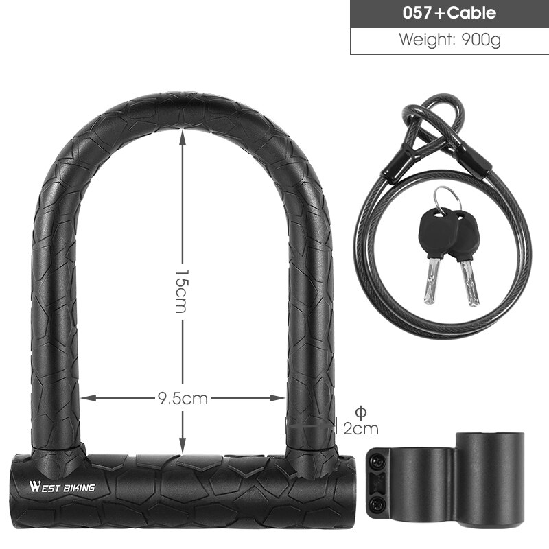 Bicycle U Lock Anti-theft Steel Safety Motorcycle Scooter Cycling Lock MTB Road Bike Wheel Lock 2 Keys Bike Lock Heavy Duty: 057 Lock Set