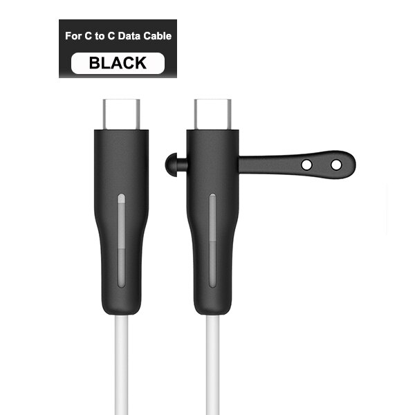 Protecteur de câble pour Apple iPhone USB chargeur câble protecteur cordon économiseur fil enrouleur Protection pour iPhone ligne de données protecteur: C to C  Black