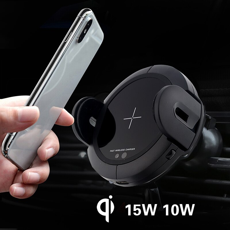 Supporto per telefono caricabatterie per auto Wireless 15W per iphone Dock di ricarica rapida per huawei AutoClamping