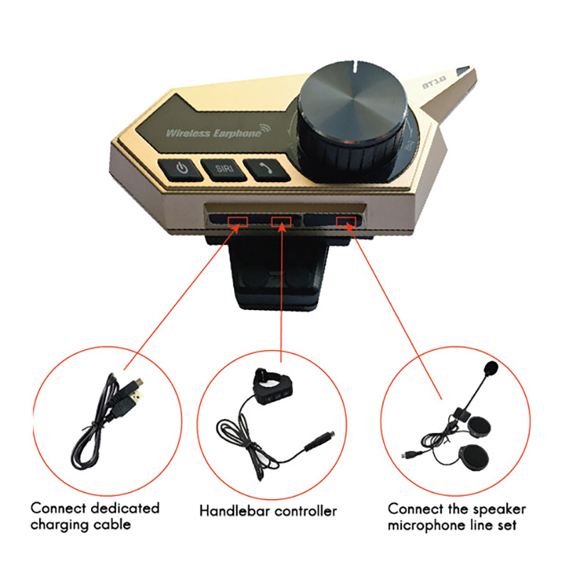 BT18 Moto Intercom Bluetooth V5.0 Helmet Headset Stereo Helmet Earphone with Handsfree Motorcycle FM Radio Headsets