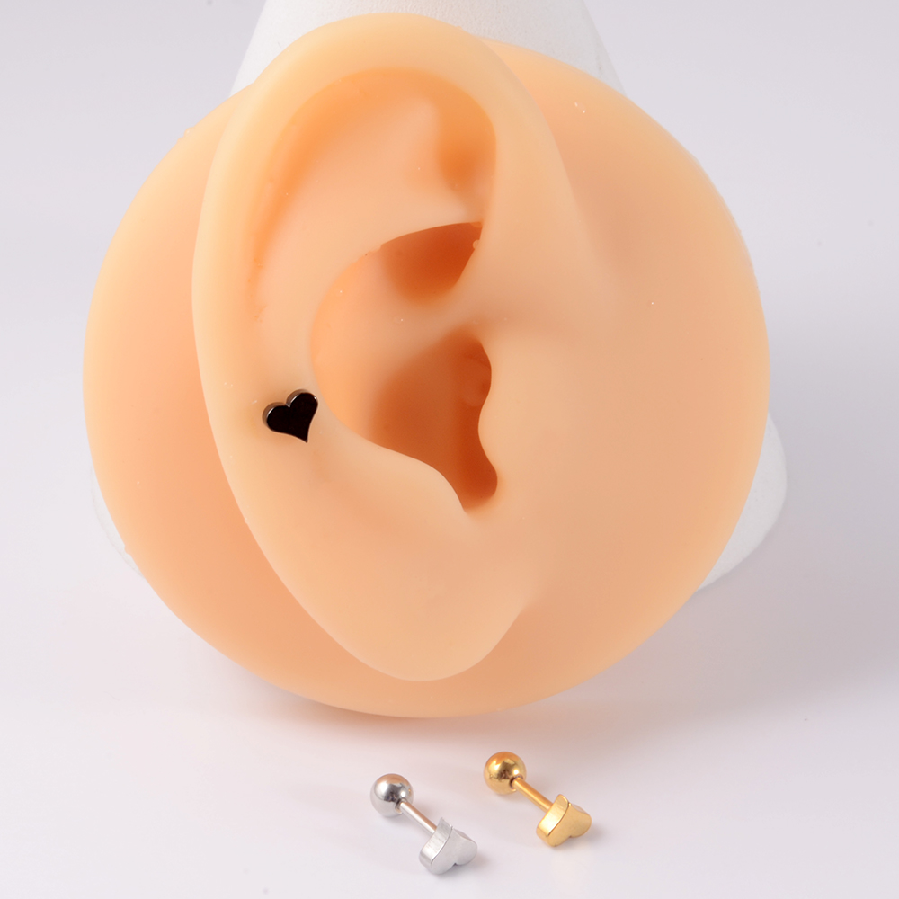 1PC 361L Surgical Steel Snake Ear Tragus Helix Cartilage Earrings Heart Moon Star Lobe Earring Helix Stud Body Piercing Jewelry: green / SILVER PLATED